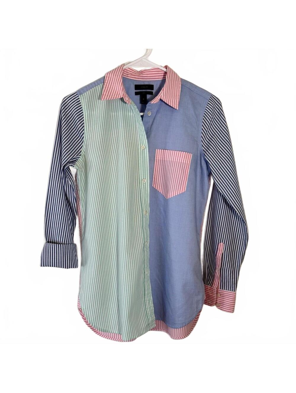 J. Crew Multicolor Striped Button Down - Classic Black Label Shirt Size: 0